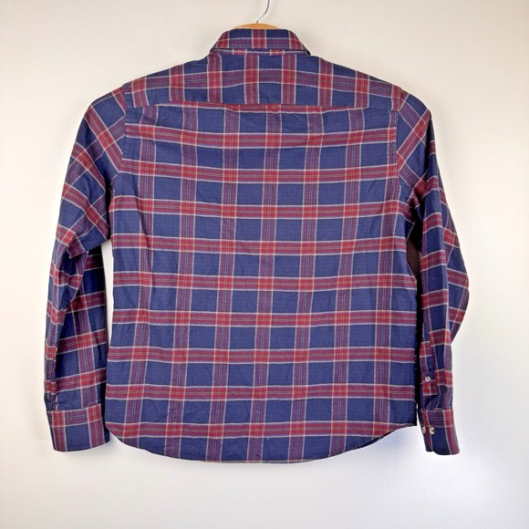 UNTUCKit Rosato Men's Large Blue‎ Red Plaid Flannel Long Sleeve Button Up Shirt - Picture 3 of 4